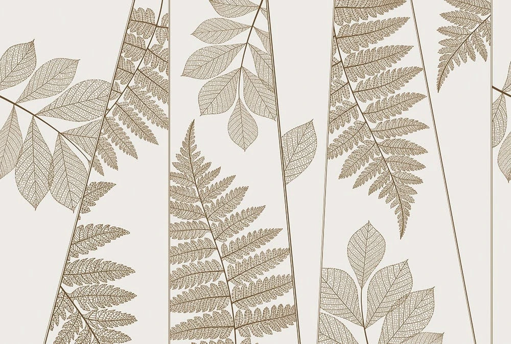 Фотообои на стену - графика, листья, бежевые, коричневая графика, светлые