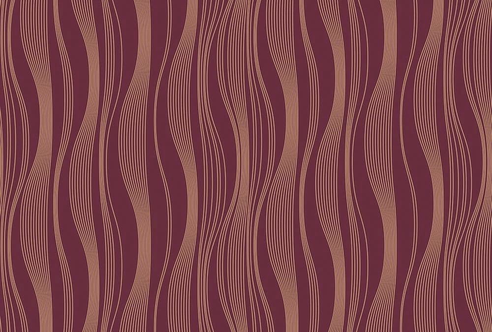 Фотообои на стену - графика, золотые линии, вертикальные, волнистые, волны, темные, вишневая, бордовая