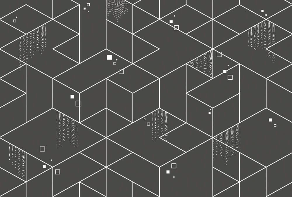 Фотообои на стену - графика, геометрия, золотые линии, темные, на черном фоне, квадраты