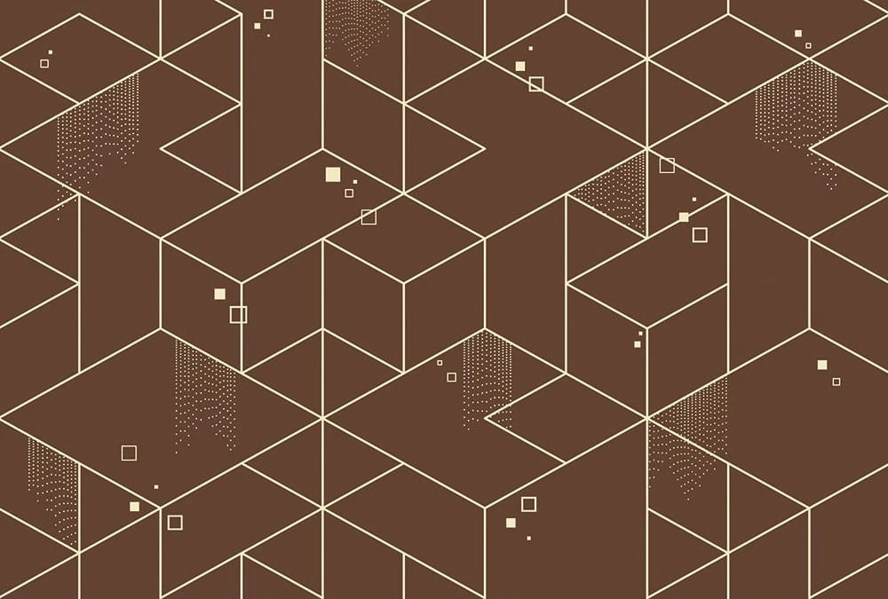 Фотообои на стену - графика, геометрия, золотые линии, темные, на коричневом фоне, квадраты