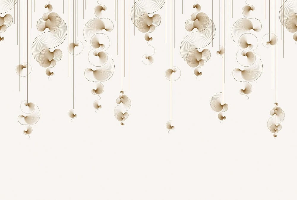 Фотообои на стену - графика, бежевые, линии, узор, на белом фоне