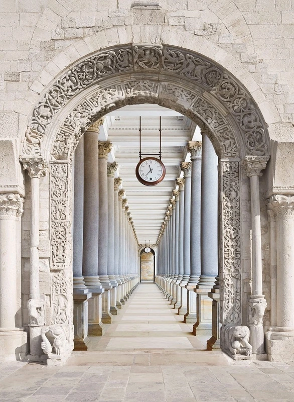 Фотообои на стену - классика, архитектура, арка, коридор, расширяющие пространство, часы