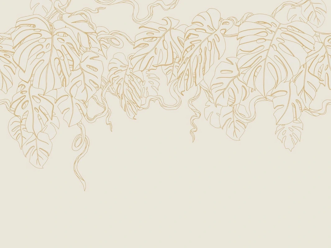 Фотообои на стену - графика, листья, тропические, бежевые, линии