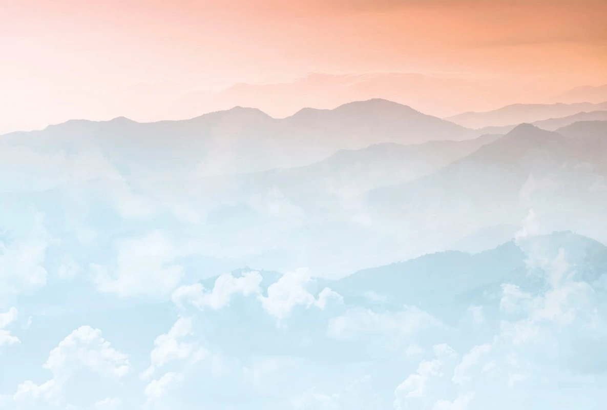 Фотообои на стену - пейзаж, горы, закат, небо, облака, голубая