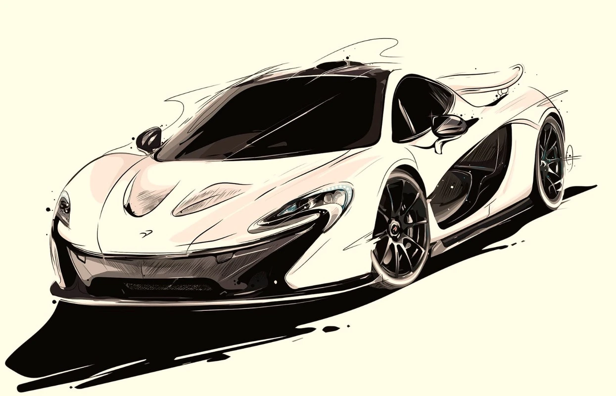 Фотообои и фрески на стену - в детскую комнату, машина, бледно желтая, графика