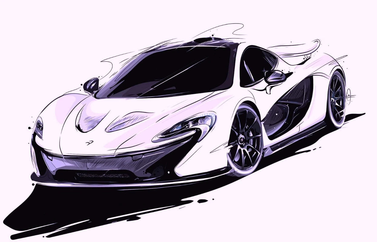 Фотообои на стену - в детскую комнату, машина, графика, сиреневая