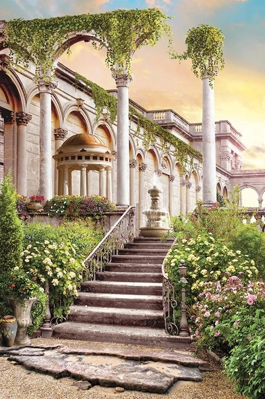 Фотообои на стену - пейзаж, развалины, лестница, арка, ротонда