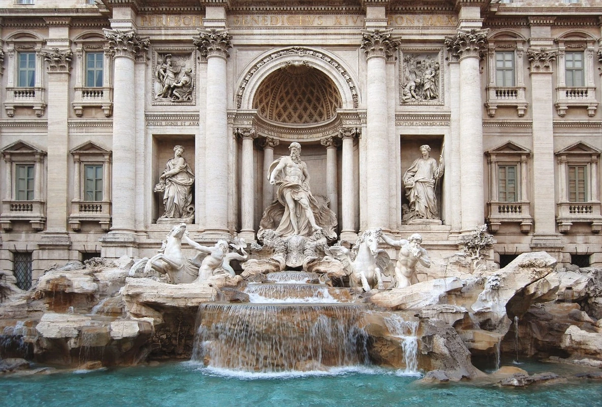 Фотообои и фрески на стену - пейзаж, развалины, римский фонтан, фонтан в риме