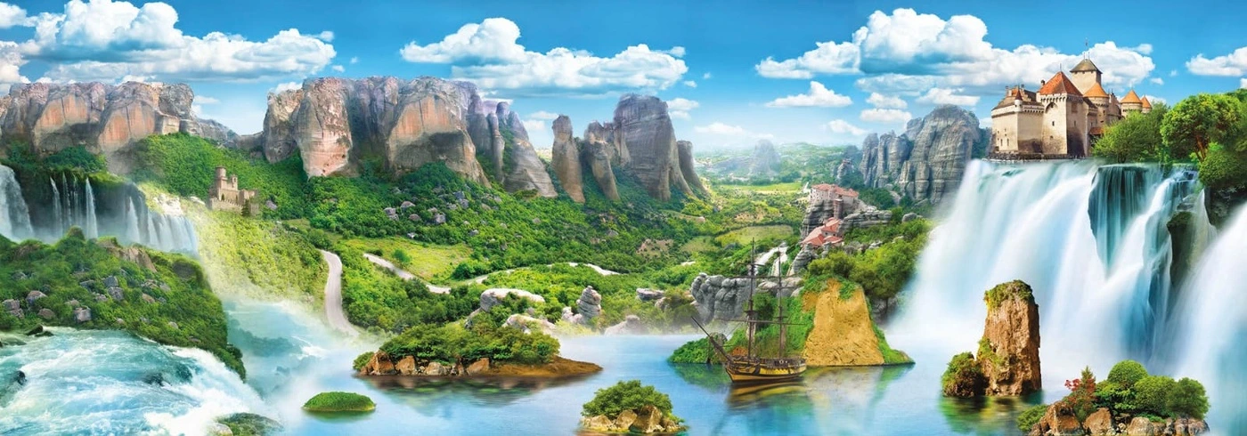 Фотообои и фрески на стену - пейзаж, водопады, горизонтальные