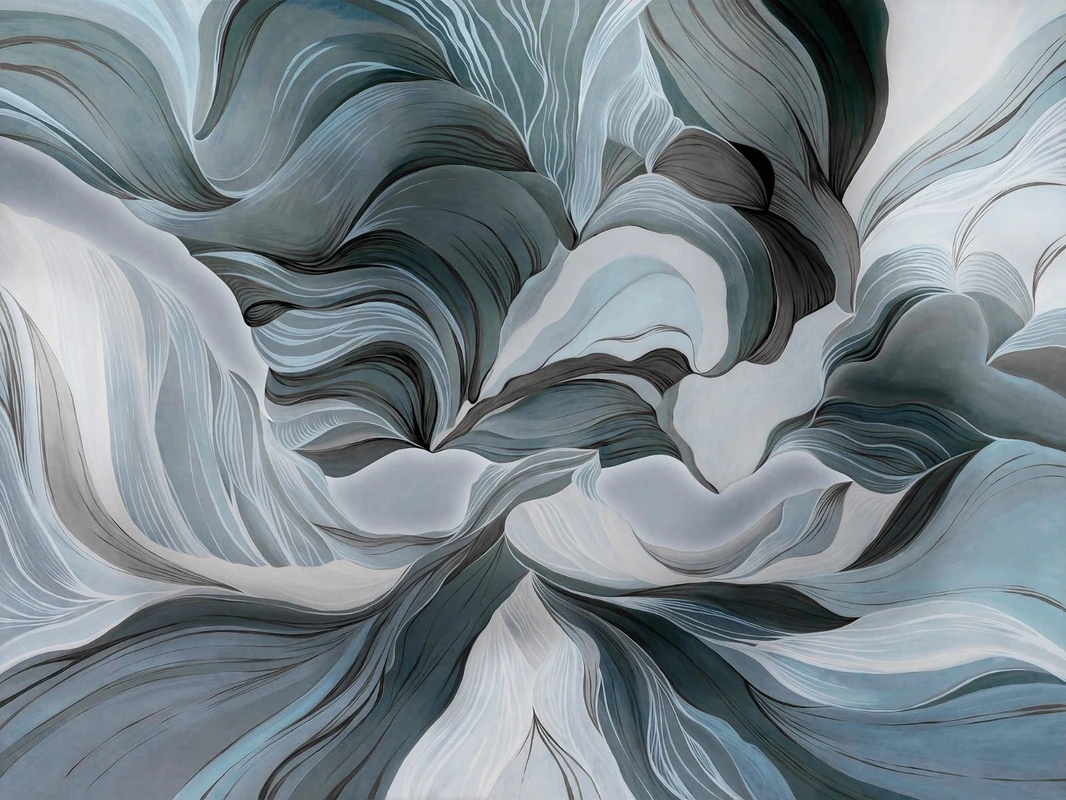 Фотообои на стену - графика, серая, вуаль, сложные