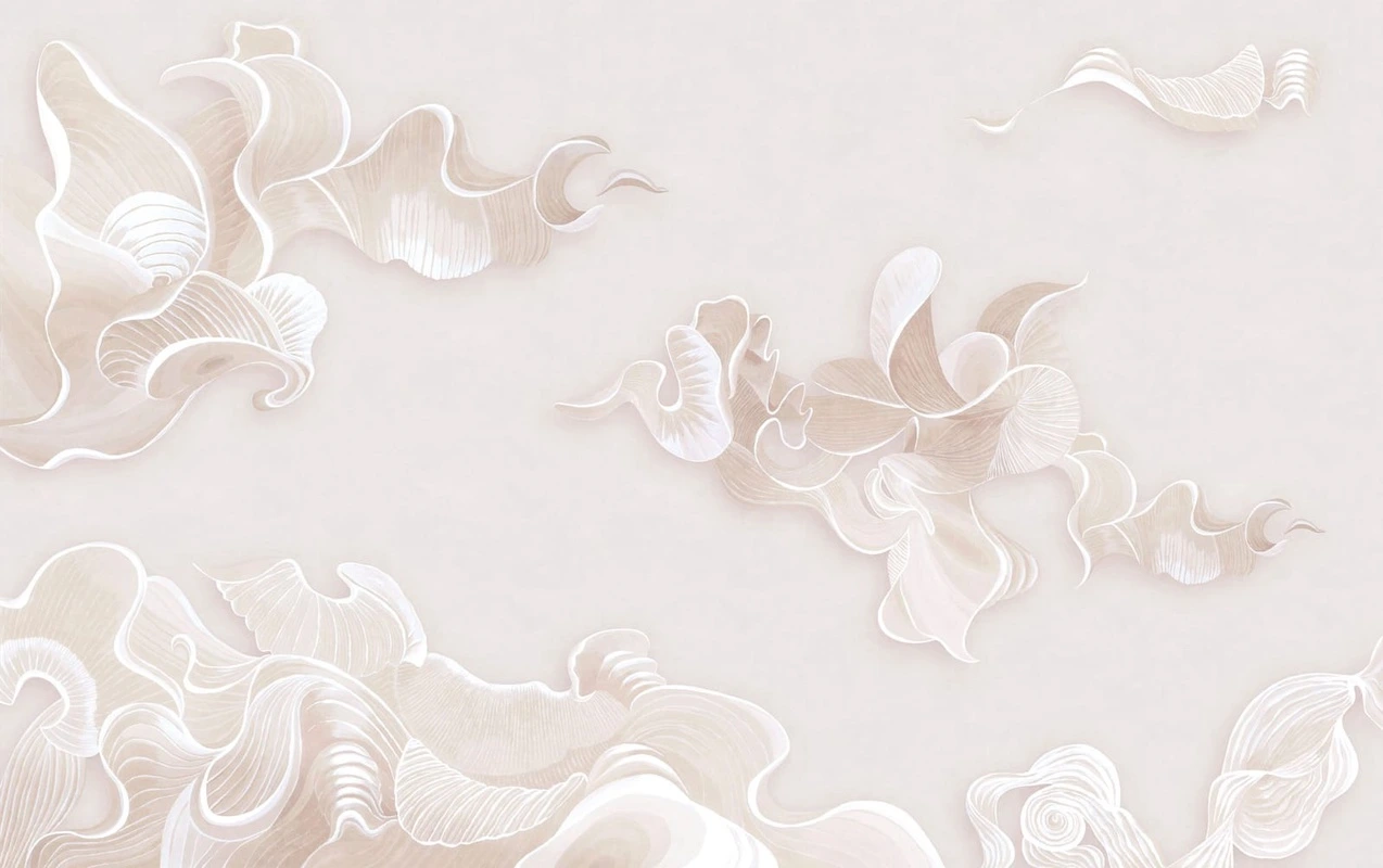 Фотообои на стену - графика, бежевые, вуаль, воздушные