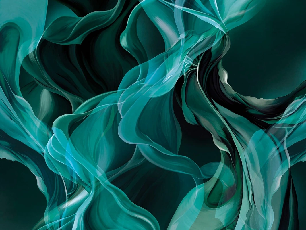 Фотообои и фрески на стену - графика, вуаль, зеленая