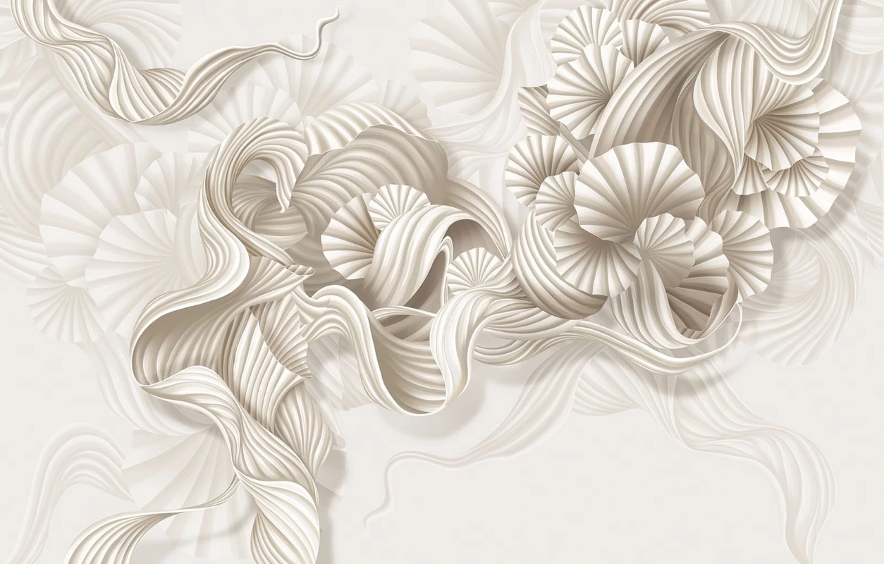 Фотообои и фрески на стену - графика, вуаль, бежевая, гафрированные