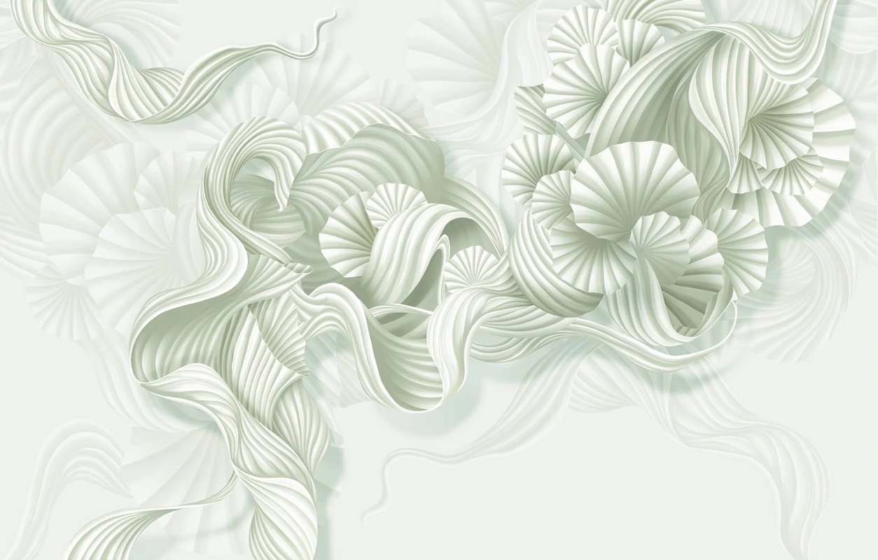 Фотообои на стену - графика, серая, вуаль, гофрированные