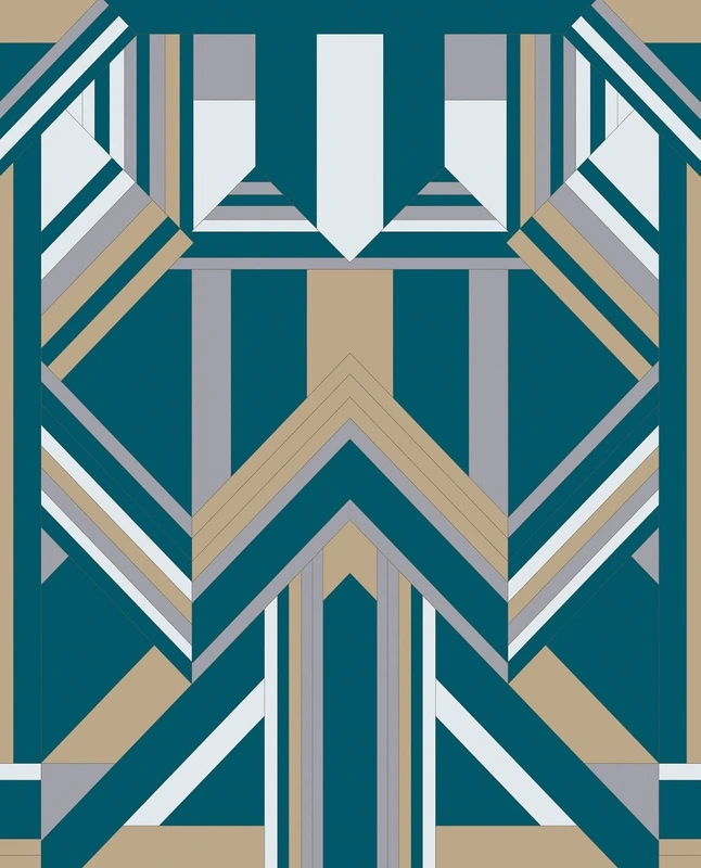 Фотообои и фрески на стену - геометрия, бежево- зеленая