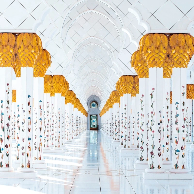 Фотообои и фрески на стену - в гостиницу, восточные, колонны, белые, золотые