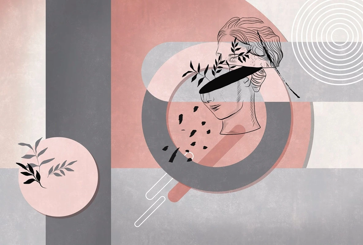 Фотообои и фрески на стену - геометрия, розовая, серая