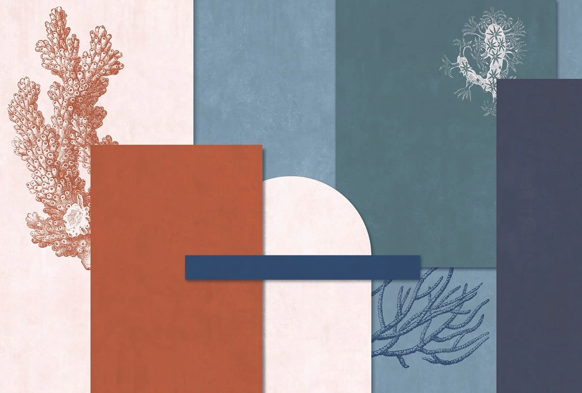 Фотообои и фрески на стену - геометрия, синий, коричневая