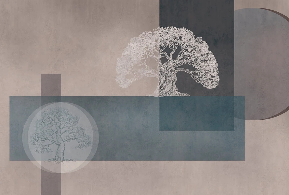 Фотообои на стену - геометрия, бежевые, коричневая, синий