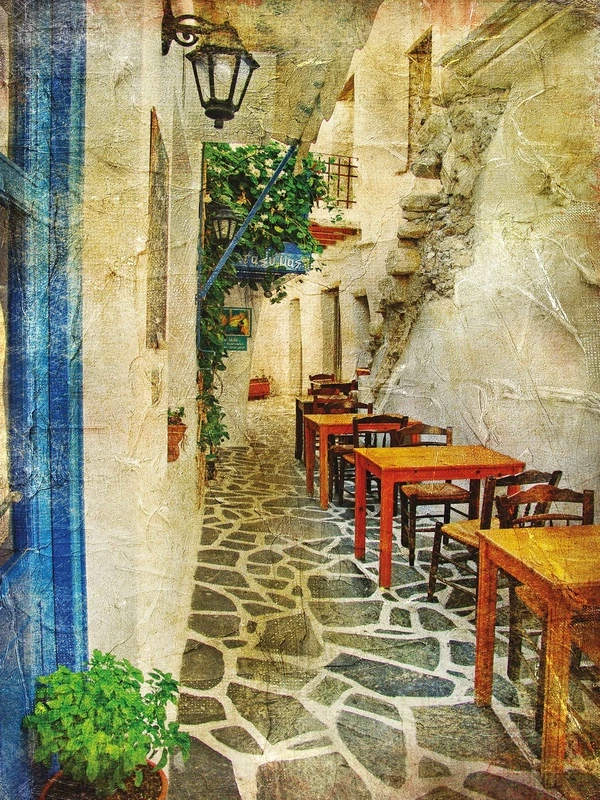 Фотообои и фрески на стену - улочки, европейские, столики