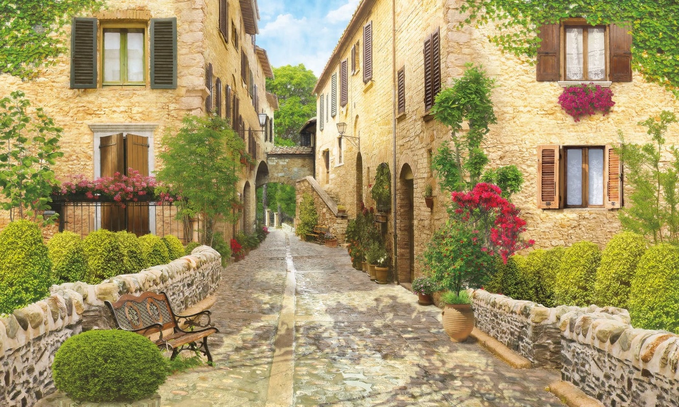 Фотообои и фрески на стену - улочки, европкйские, узкие, мостовая