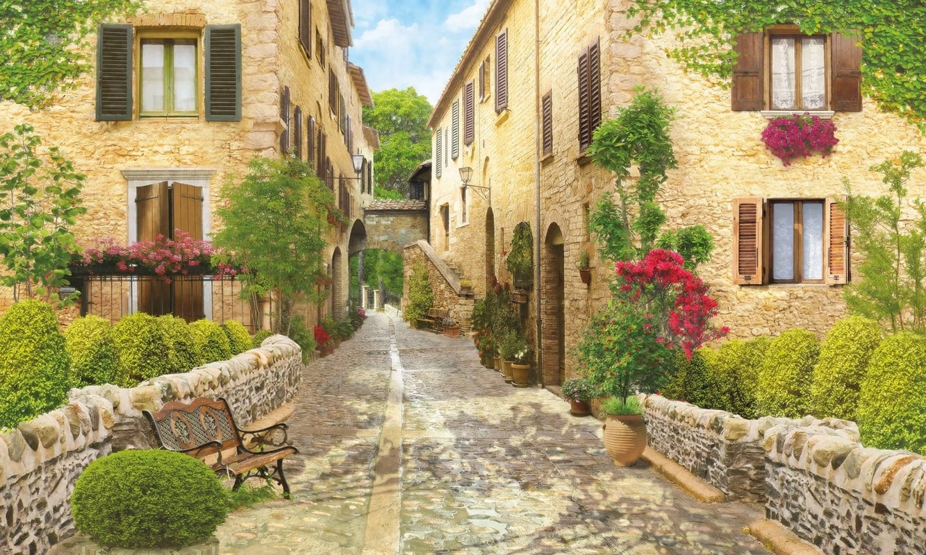 Фотообои и фрески на стену - улочки, европкйские, узкие, мостовая