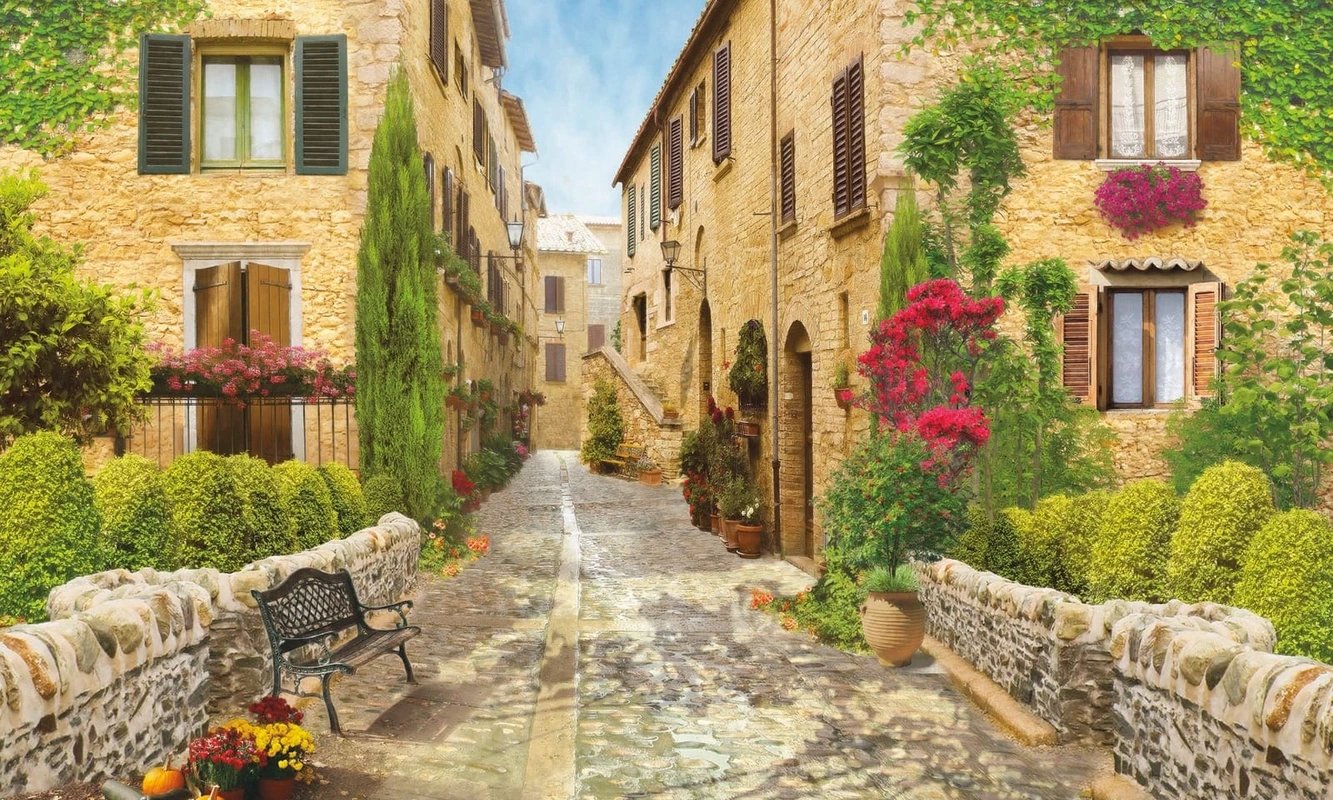 Фотообои на стену - улочки, европейские, узкие, мостовая