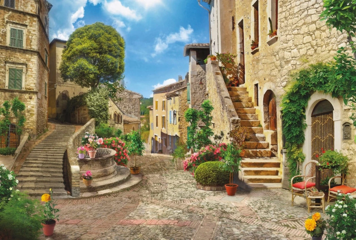 Фотообои и фрески на стену - улочки, европейские, лесенки, арки