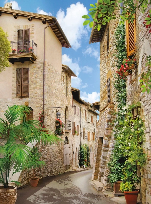 Фотообои и фрески на стену - улочки, европейские, коричневые