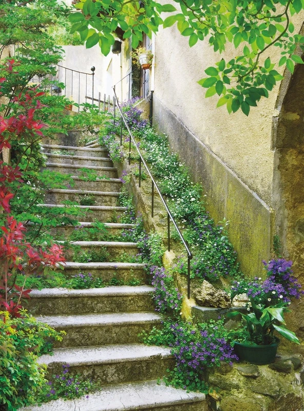 Фотообои и фрески на стену - улочки, европейские, лестница высокая