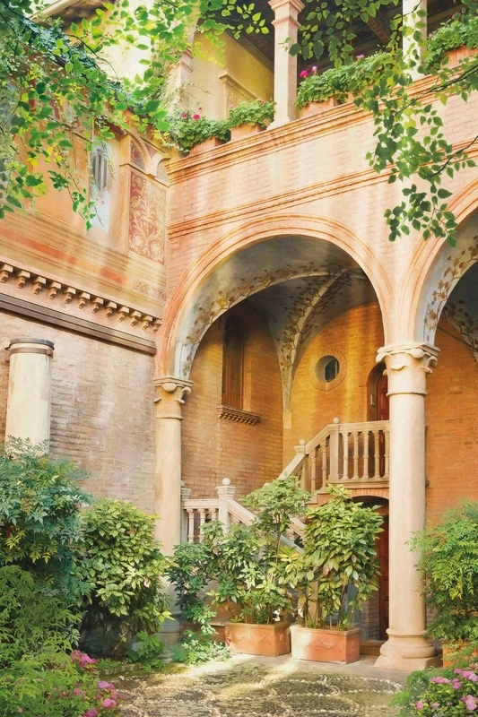 Фотообои на стену - улочки, европейские, арка, фасад дома, лесенка наверх