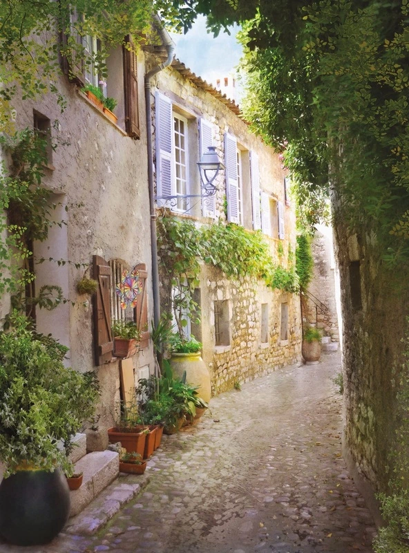 Фотообои и фрески на стену - улочки, европейские, ставни, темные