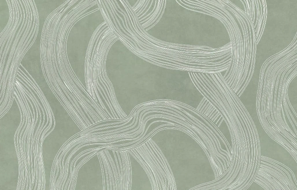 Фотообои и фрески на стену - графика, серо-зеленая, линии, белые