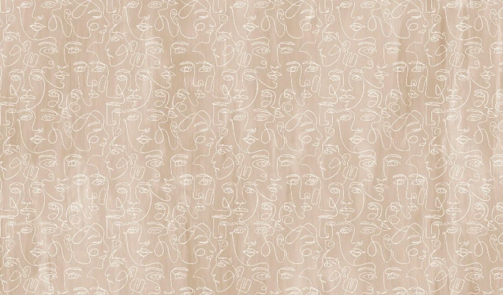 Фотообои на стену - графика, бежевые, лица