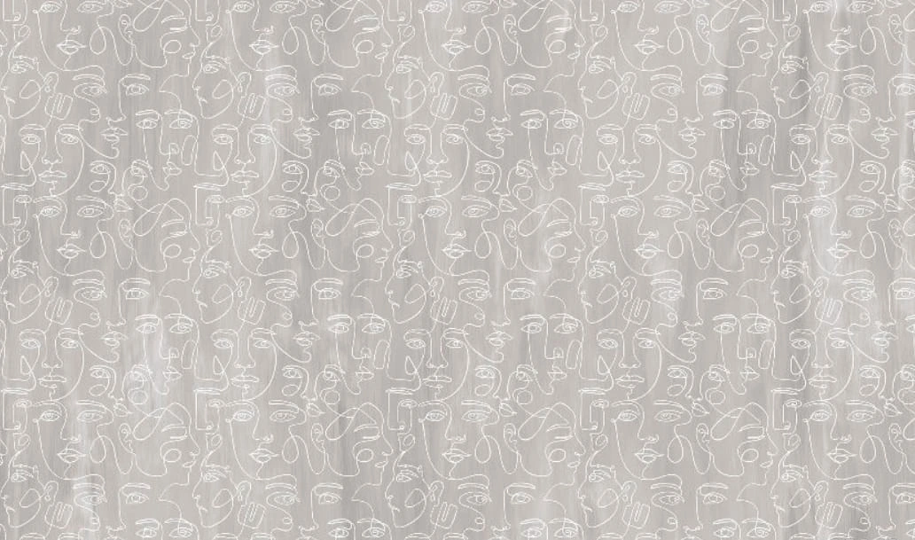 Фотообои и фрески на стену - графика, серая, лица