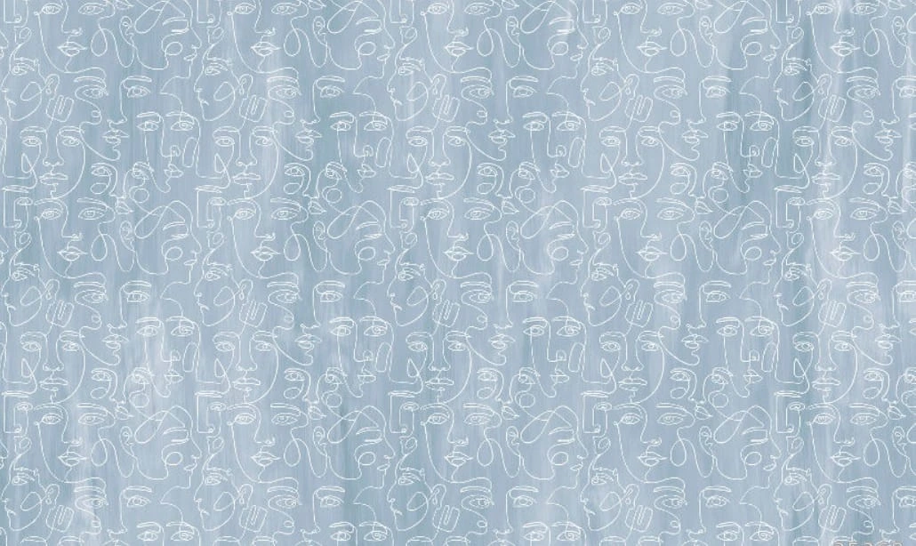 Фотообои на стену - графика, голубая, лица