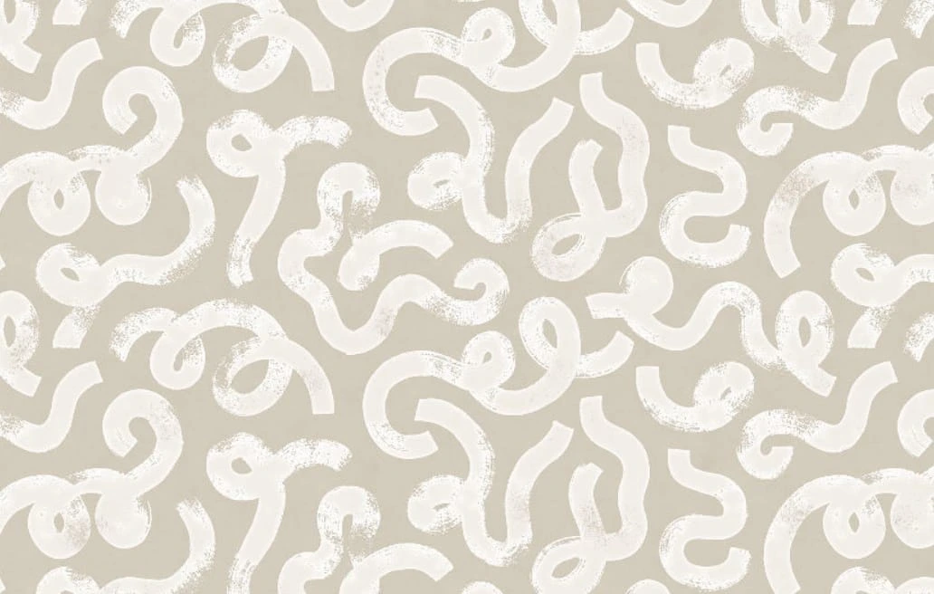 Фотообои на стену - графика, кривые линии, на бежевом фоне, белые