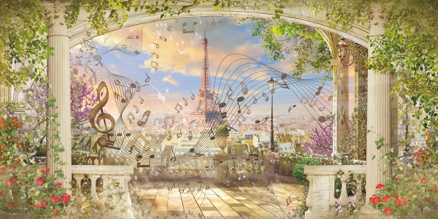 Фотообои и фрески на стену - улочки, города, терраса, париж, музыкальные