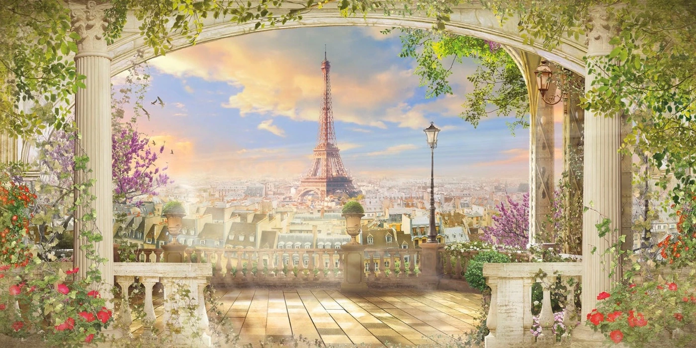 Фотообои на стену - улочки, города, терраса, париж