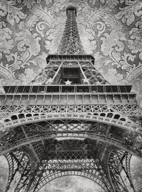 Фотообои на стену - улочки, города, эйфелева башня, черно-белые