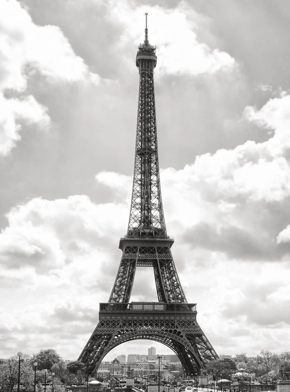Фотообои и фрески на стену - улочки, города, черно-белые, фото, эйфелева башня