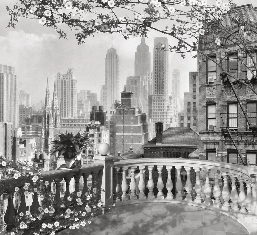 Фотообои и фрески на стену - в офис, города, мегаполис, черно-белые