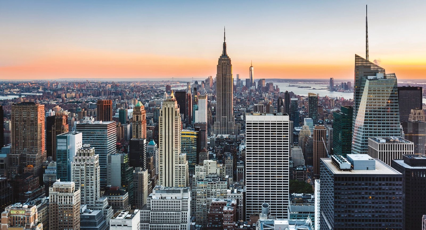 Фотообои на стену - в офис, мегаполис, ночной, закат