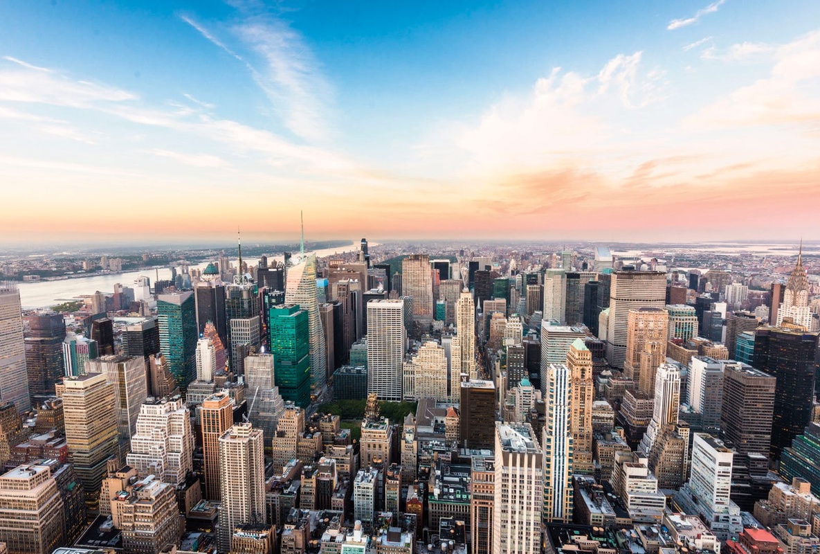 Фотообои на стену - в офис, город, панорама, мегаполис, цветные