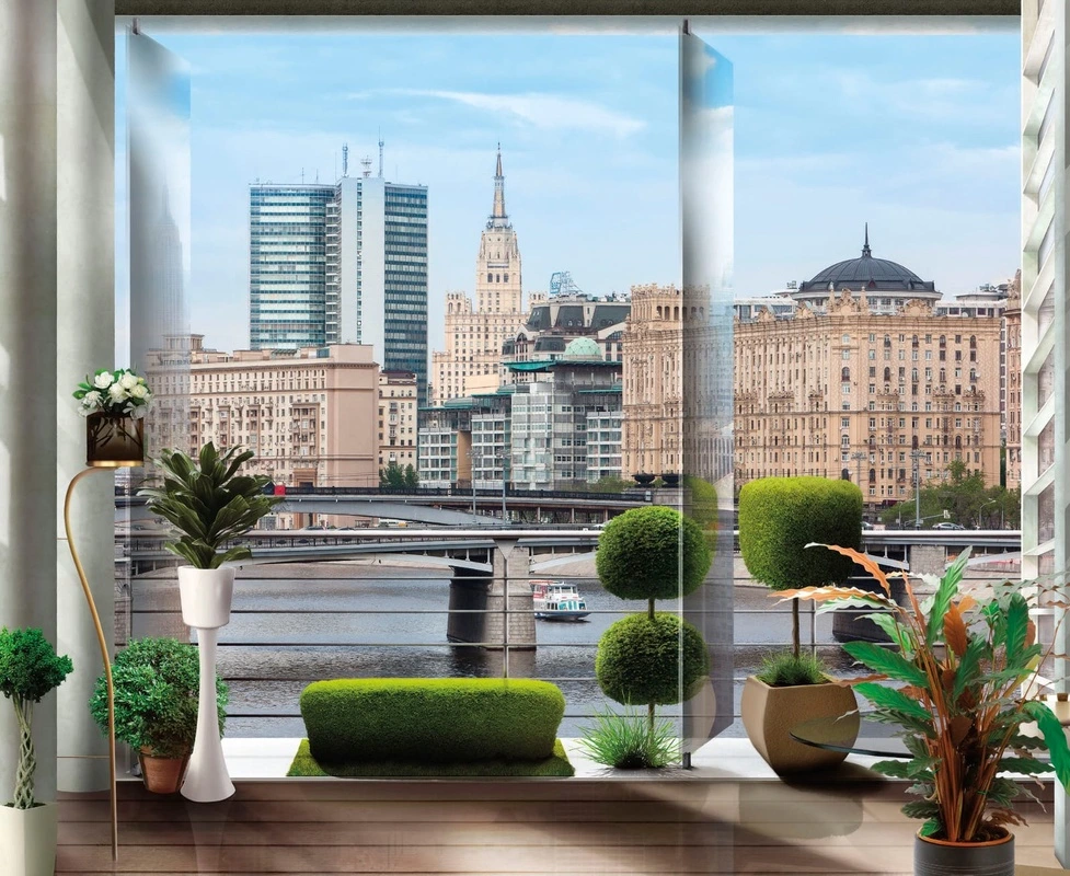 Фотообои на стену - в офис, мегаполис, окно