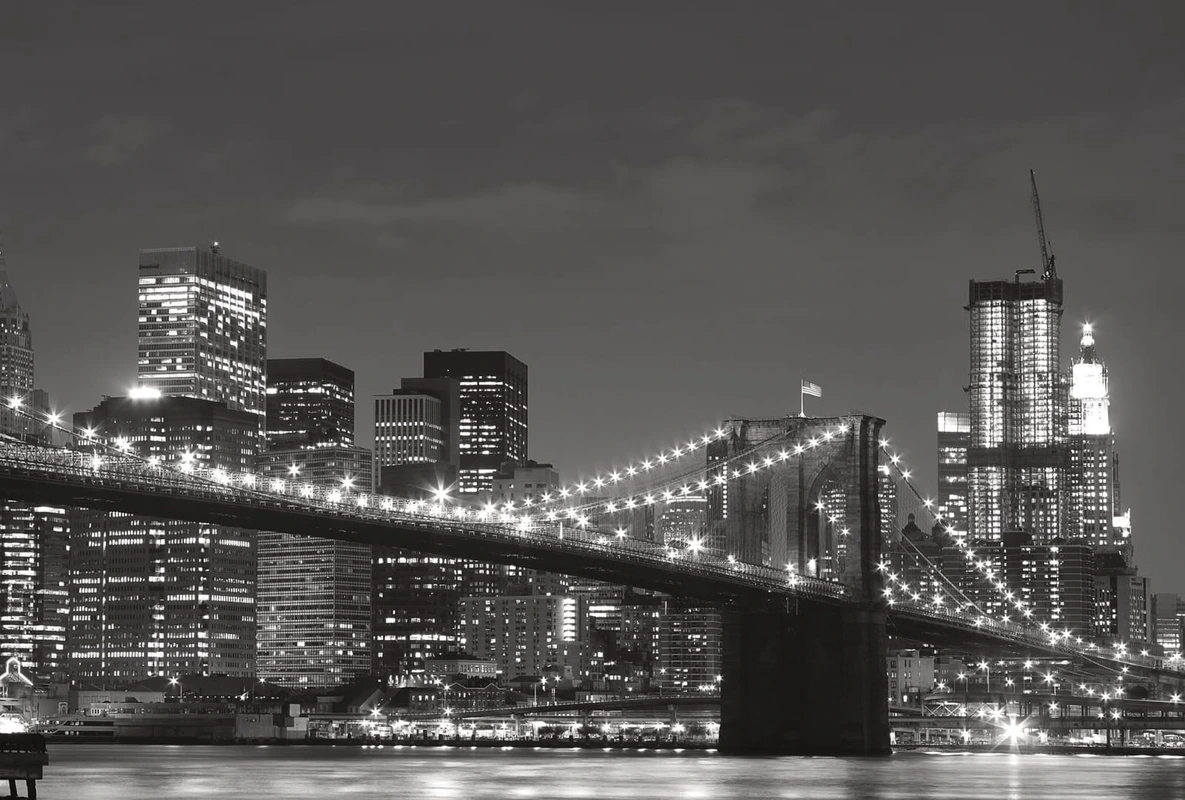 Фотообои на стену - в офис, в кабинет, черно-белые, мост через реку