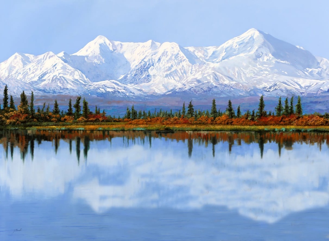 Фотообои на стену - пейзаж, горы, море, белые