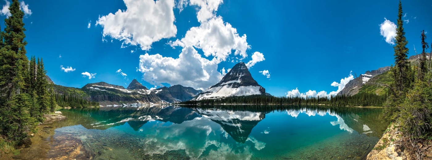 Фотообои и фрески на стену - пейзаж, горы, небо, озеро, синий