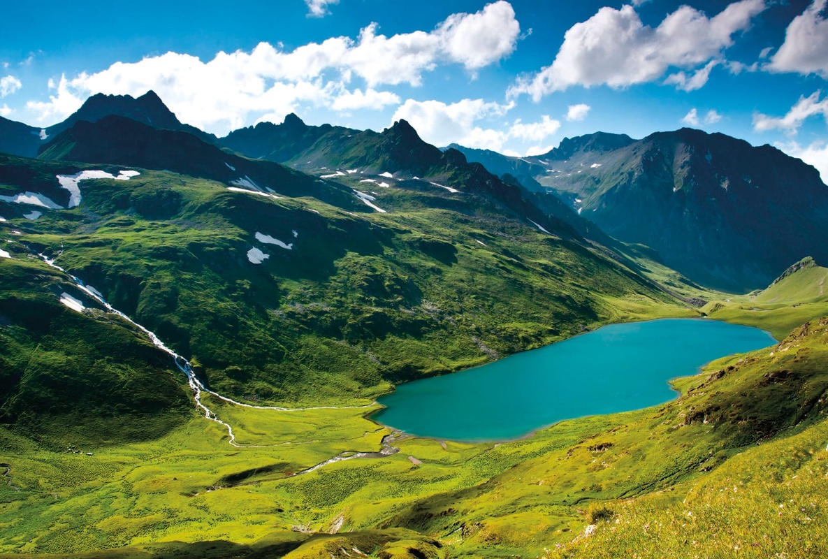 Фотообои и фрески на стену - пейзаж, горы, бирюзовая, озеро в горах