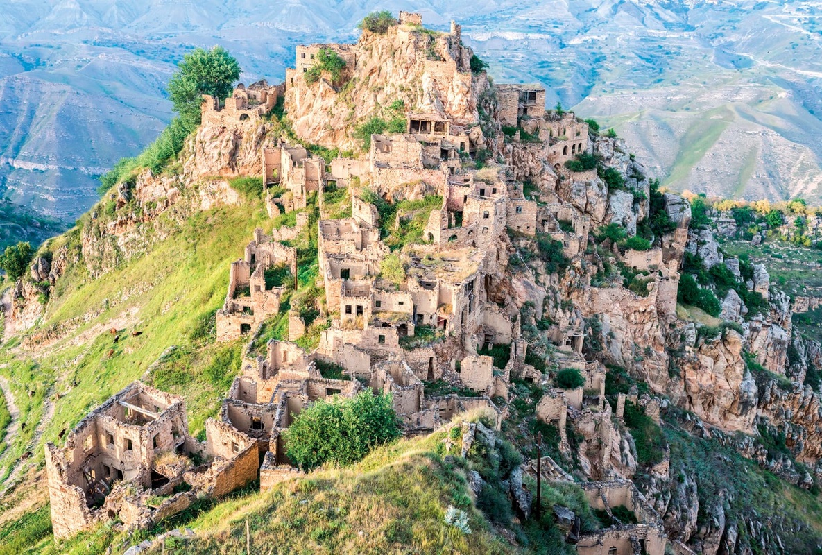 Фотообои и фрески на стену - пейзаж, горы, застройка, древний город, город на горе, древние постройки в горах